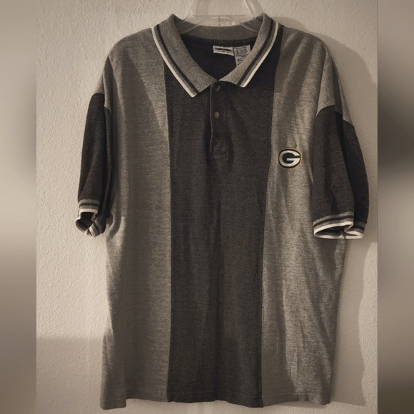 Green Bay Packers Vintage The Edge Gray Logo  Embroidered Polo Shirt Size XL - Picture 1 of 9